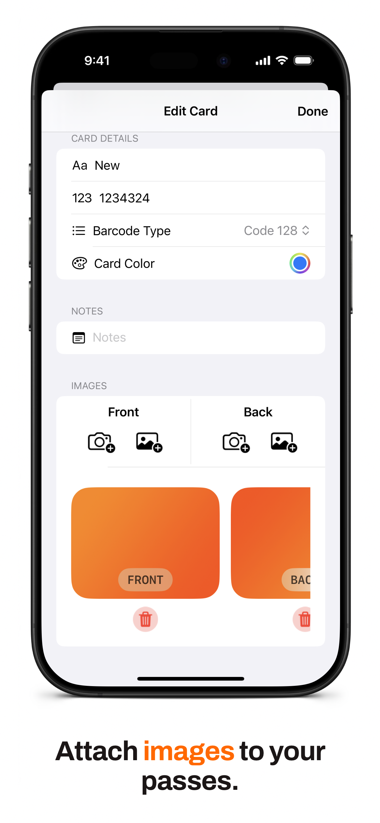 Include images of your cards