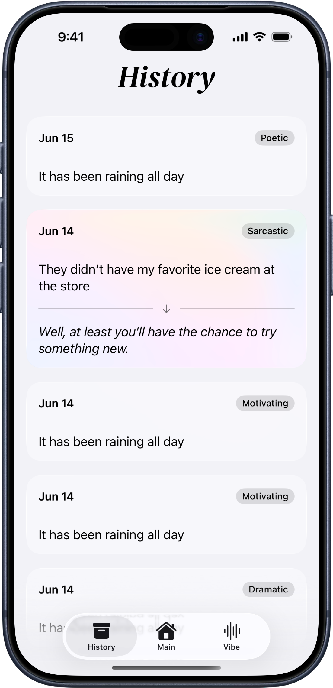 Analytics and History UI